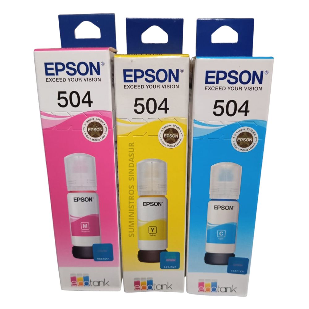 KIT TINTA EPSON 504 COLORES Cian Magenta Yellow