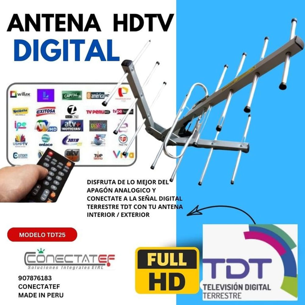 Antena Aérea TDT BTO2  Para la  Television DIGITAL Vhf Uhf Hdtv.