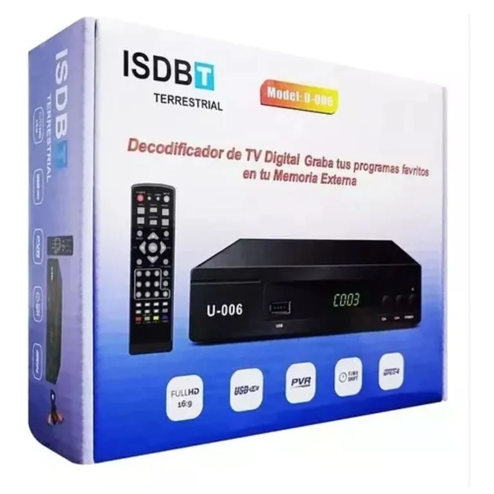 Sintonizador Decodificador Tv Digital Hd Canales Libre Isdb-t TDT