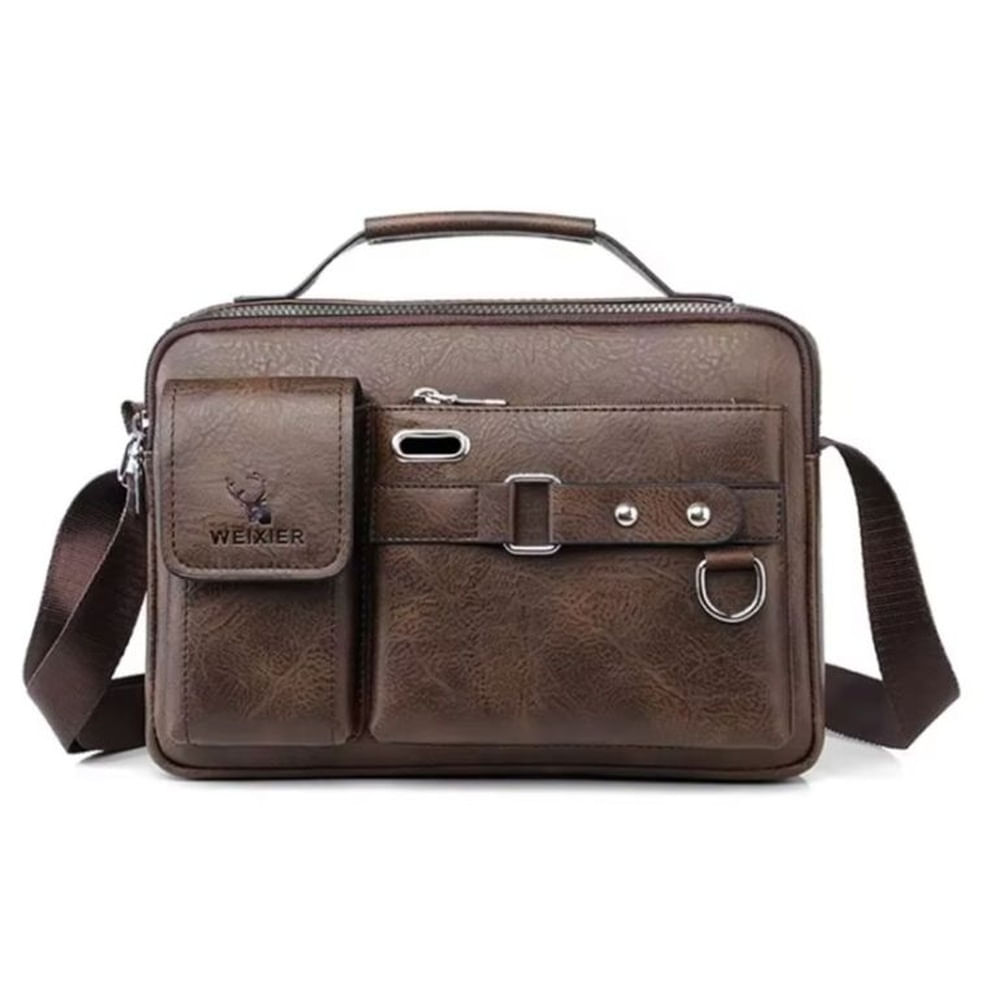 Bandolera Hombre Cuero PU  Morral Weixier Porta Tablet Marrón