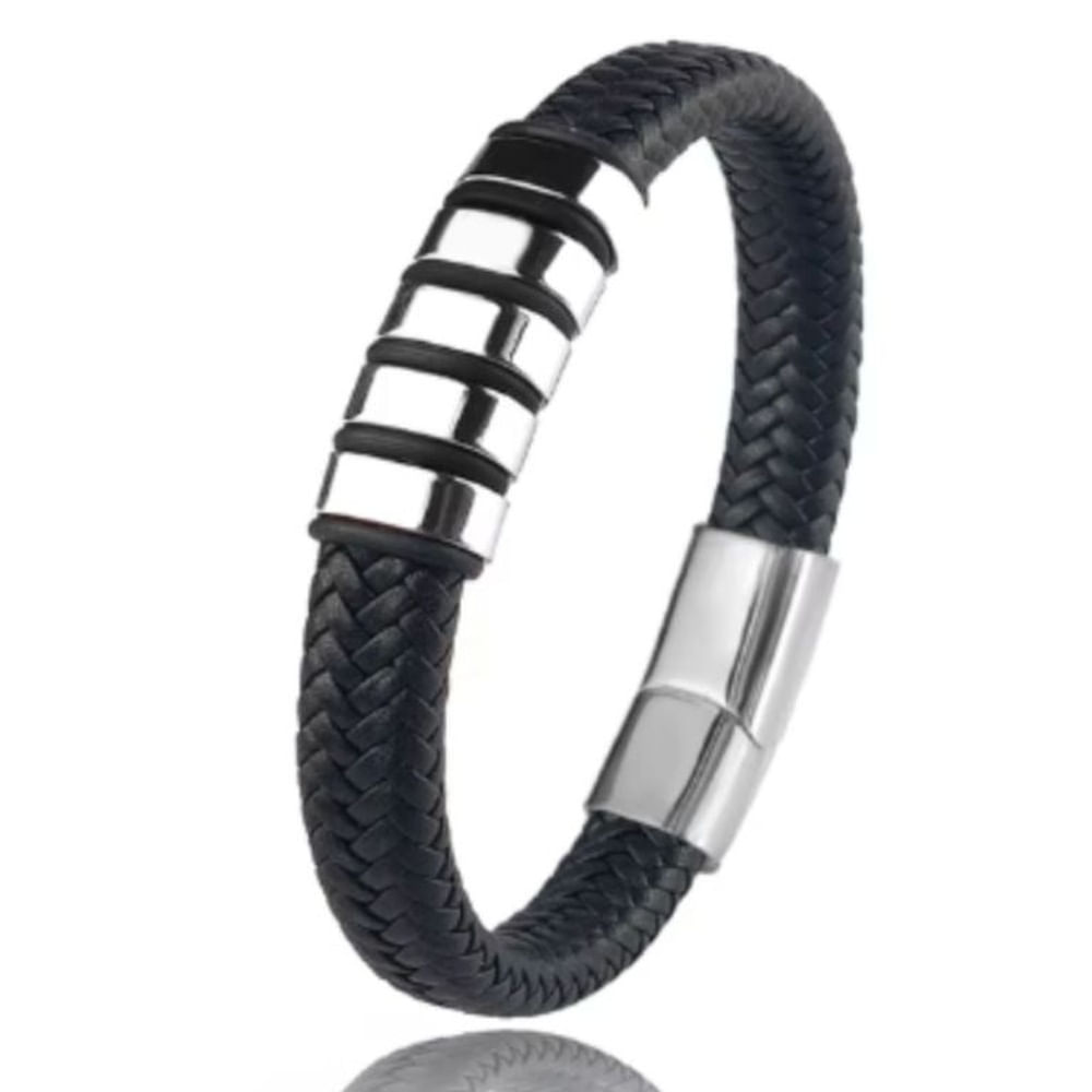 Pulsera para Hombre de Cuero y Acero Inoxidable trenzada