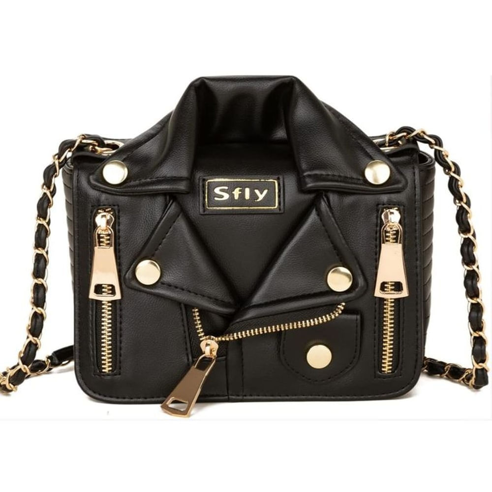 Bolso de Hombro PU Cuero Bolso Estilo Punk Bandolera Remache Cadena