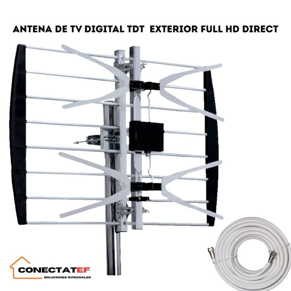 Antena De Tv Digital Tdt Exterior Full HD Direct conectatef mas cable coaxial10m