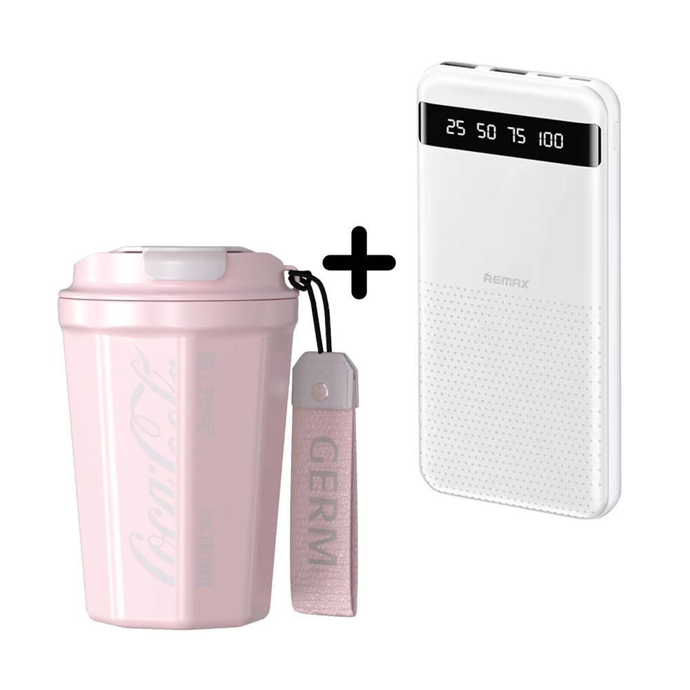 Combo Vaso Germ Rosa 390ml + Power Bank Remax RPP-10 Blanco