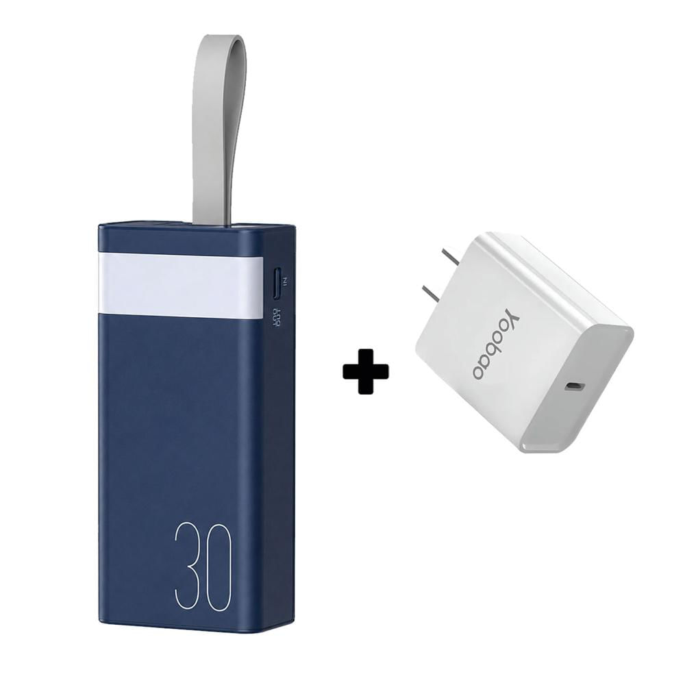 Combo Power Bank Remax RPP-320 30000mAh Azul + Cargador Yoobao Type-C
