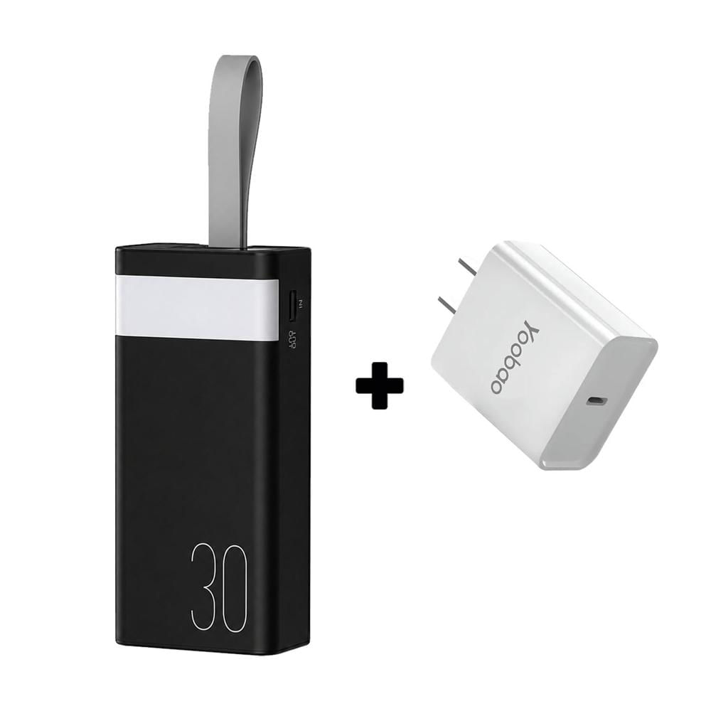 Combo Power Bank Remax RPP-320 30000mAh Negro + Cargador Yoobao Type-C