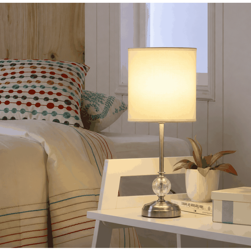 Lámpara De Mesa Noche Escritorio Dormitorio Pantalla Blanca