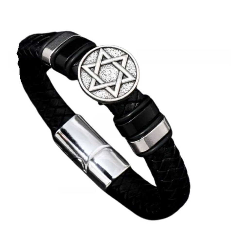 Pulseras de Cuero trenzada diseño ESTRELLA DE DAVID