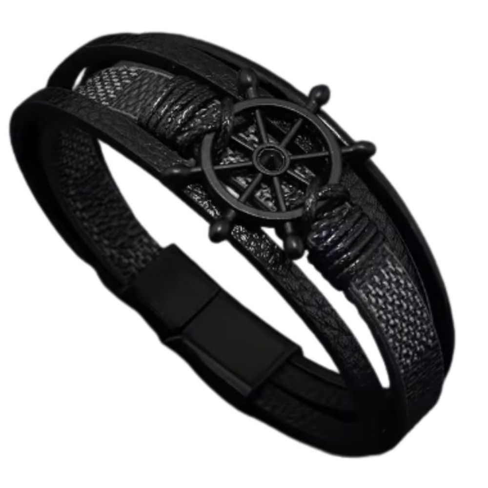 Pulsera  De Cuero Genuino Y Acero Inoxidable LIVE