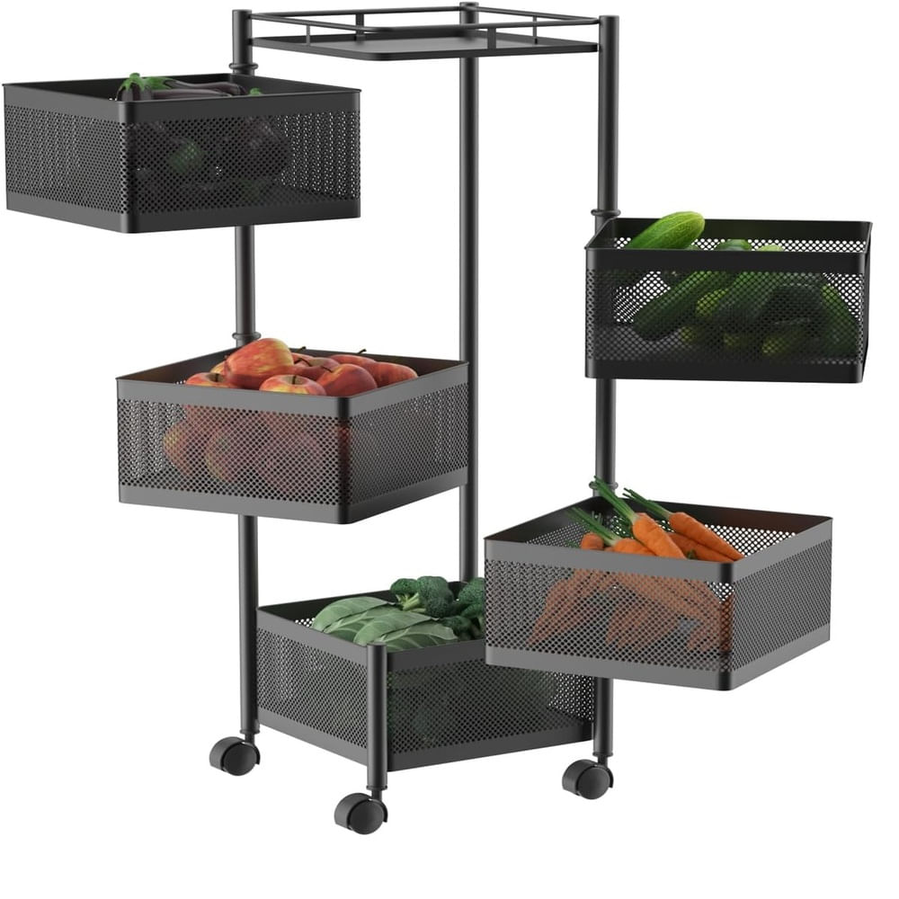 Estante De Cocina De Acero Inoxidable Negro 5 Pisos