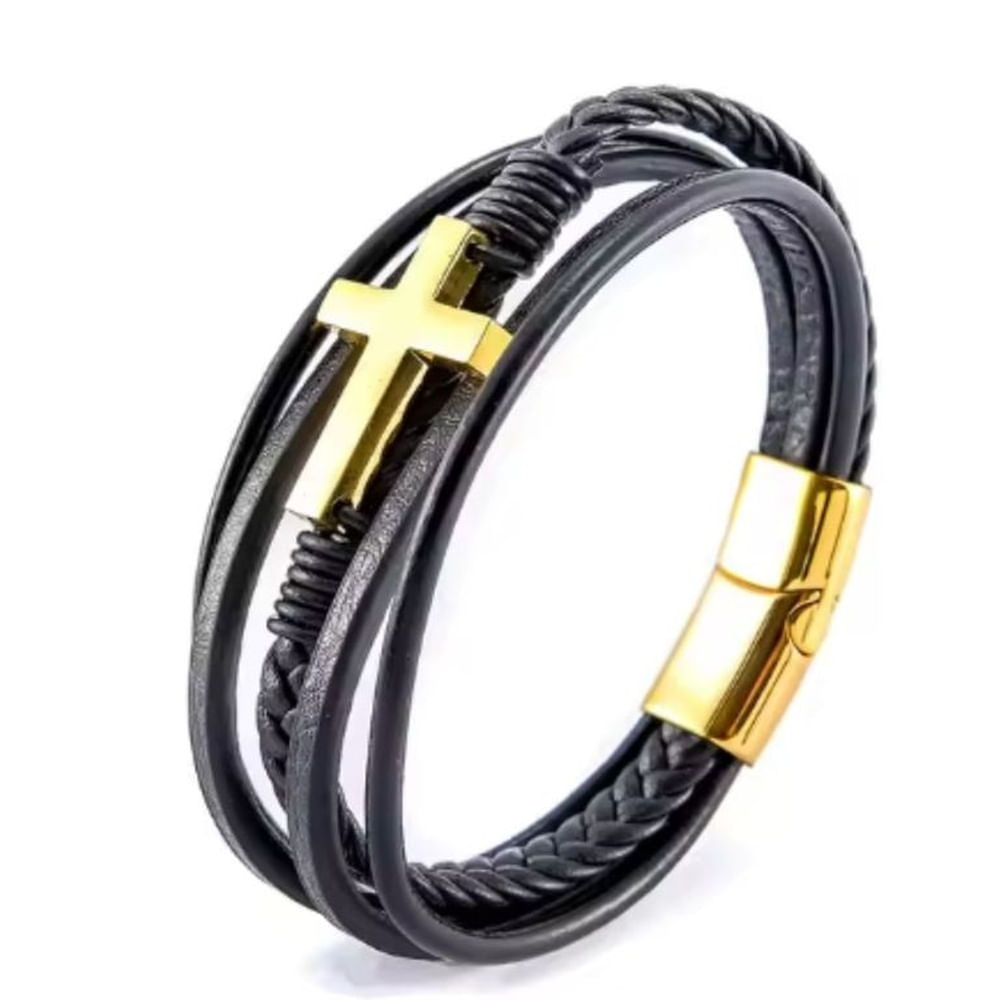 Pulsera de piel trenzada para hombre brazalete de alta calidad-
