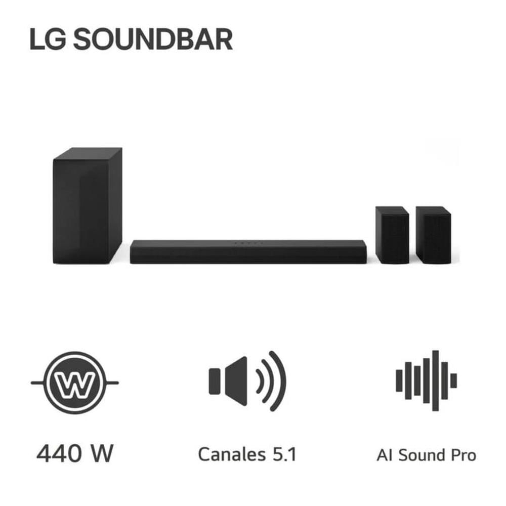 Barra De Sonido 440w 51ch Rear Speakers incluidos Negro Lg S60TR