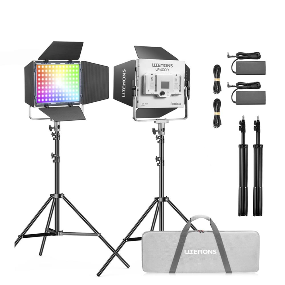 KIT DE 2 LUCES LED RGB Litemons Godox LP400R - PARANTES - MALETIN
