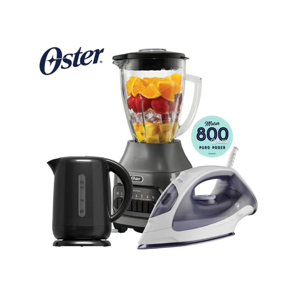 Combo Oster Licuadora 6 Velocidades - Hervidor 1.7 LT - Plancha a Vapor