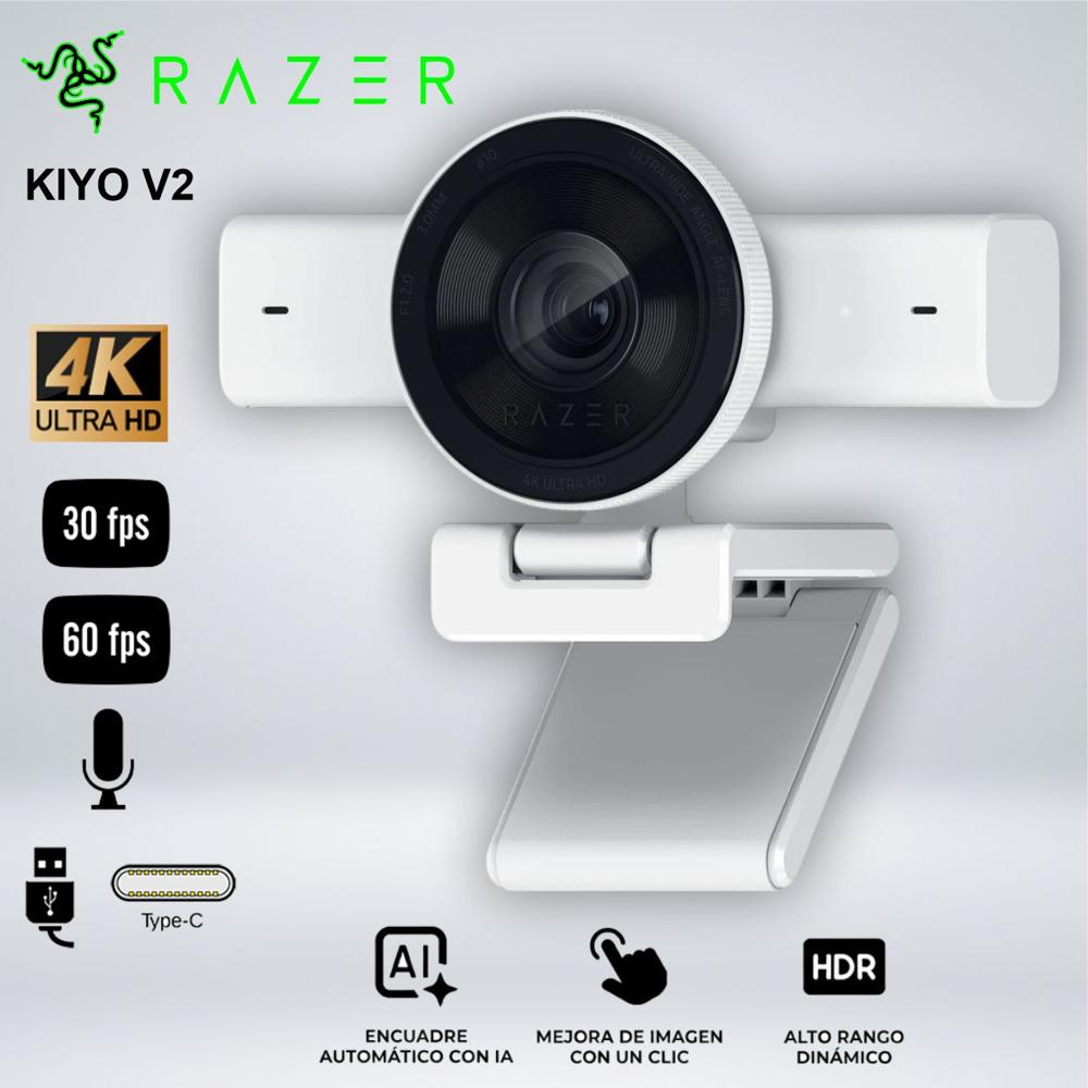 WEBCAM RAZER KIYO V2 -  PARA STREAMING ULTRA HD 4K 30FPS BLANCO