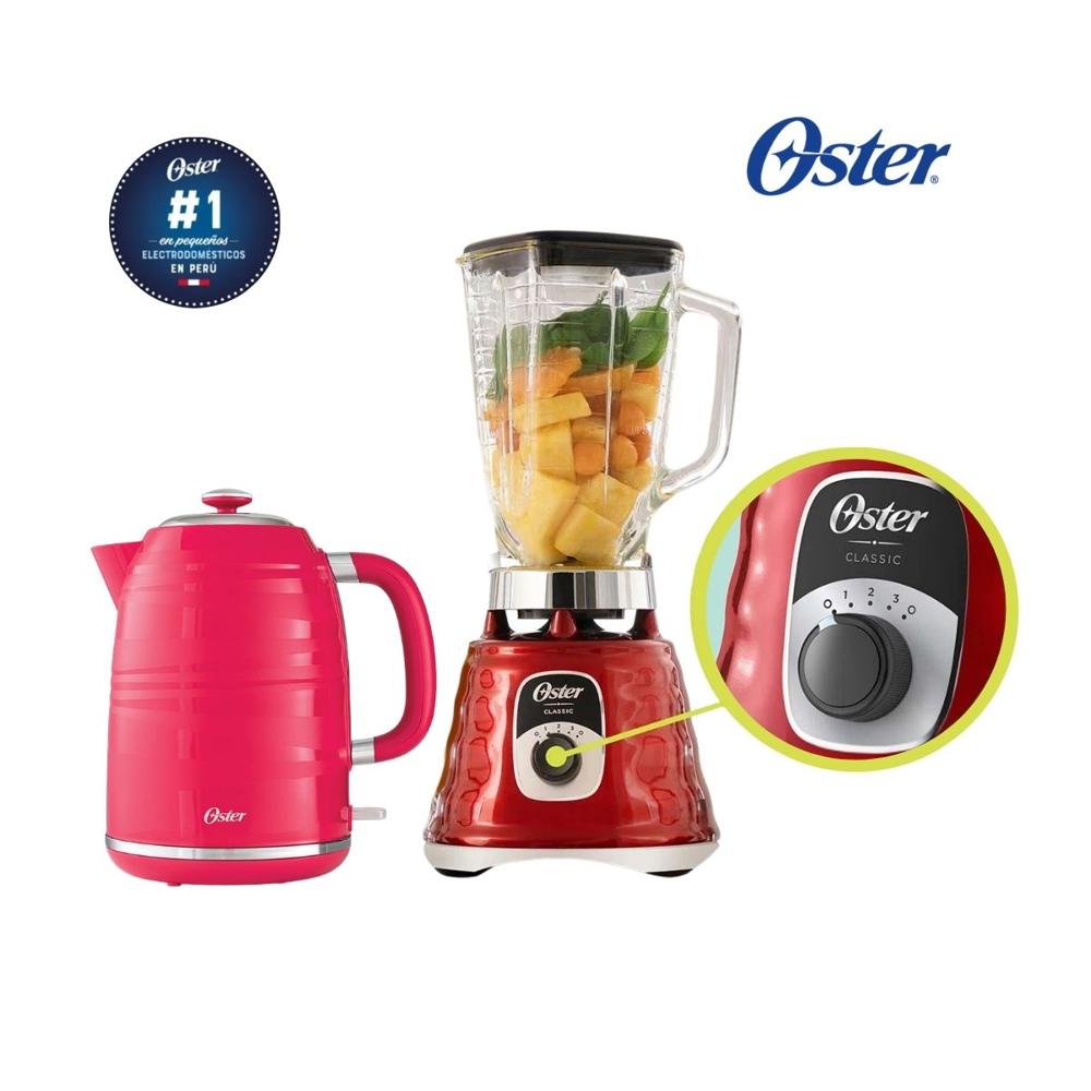 Combo Oster Licuadora 1.25 Litros Vaso de Vidrio - Hervidor Eléctrico 1.7 L