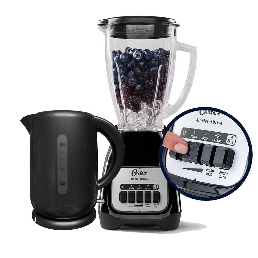 Combo Oster Licuadora BLSTKAG-BPB 2Vel más Hervidor Oster BVSTKT3101 1.7Lt