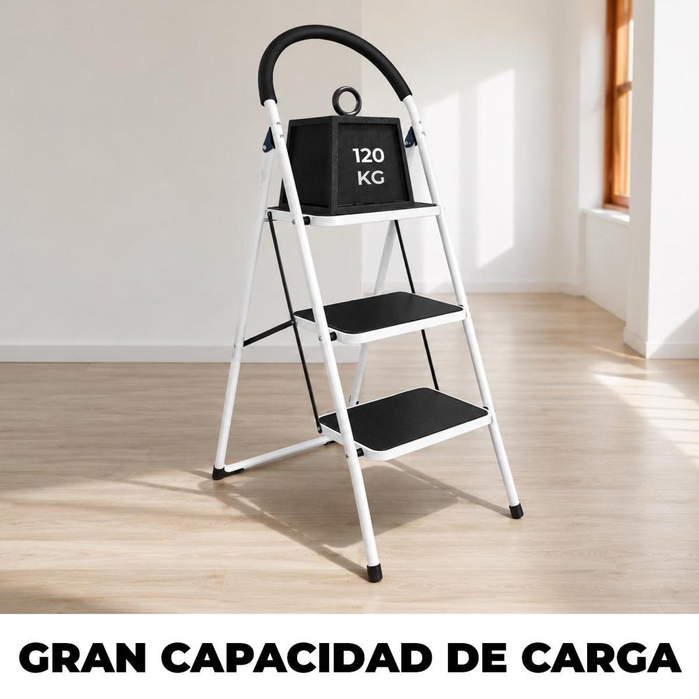 Escalera Plegable 3 Pasos Resistente Y Antidesliza