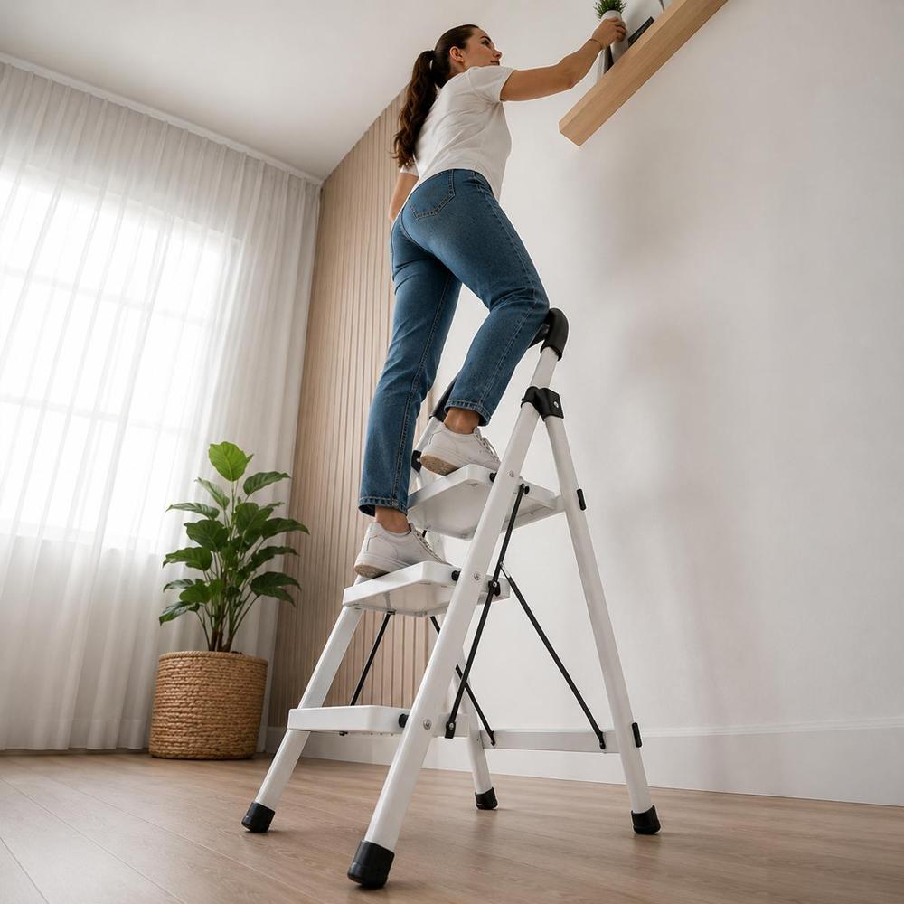 Escalera Plegable 3 Pasos Resistente Y Antideslizante Hasta 120KG