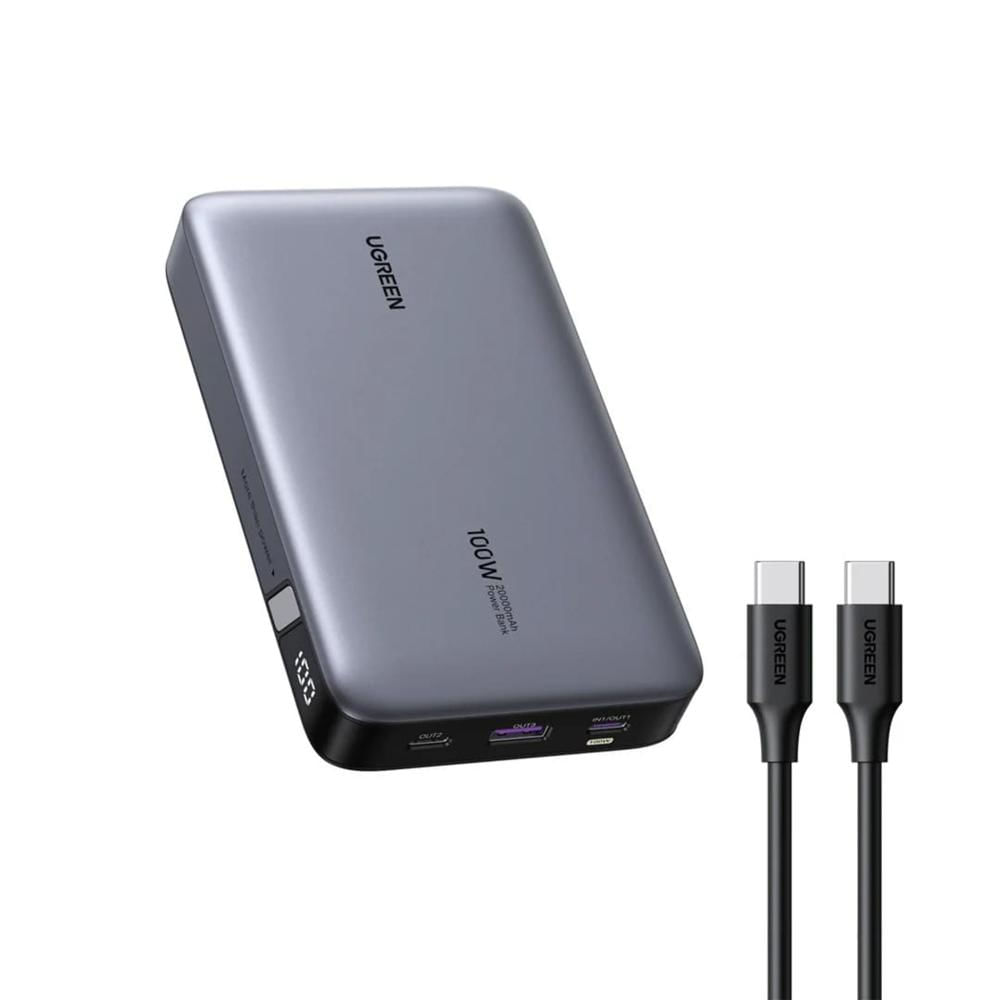 Power Bank Ugreen PB720 20000mAh 100W Carga Super Rapida Pantalla LED Plateado