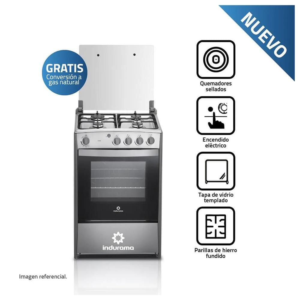 Cocina de Pie Indurama Coruña Qz a Gas 4 Quemadores Croma