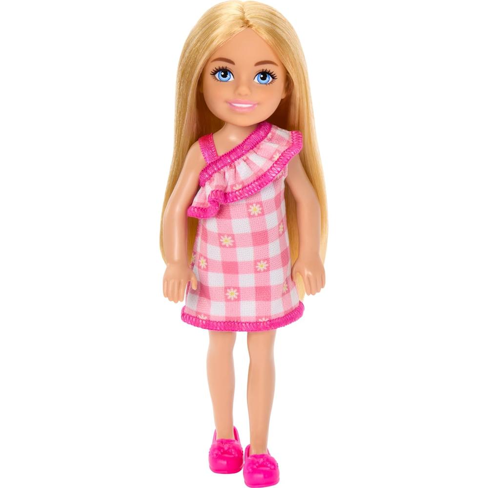 BARBIE CHELSEA MUÑECA VESTIDO CUADROS ROSA