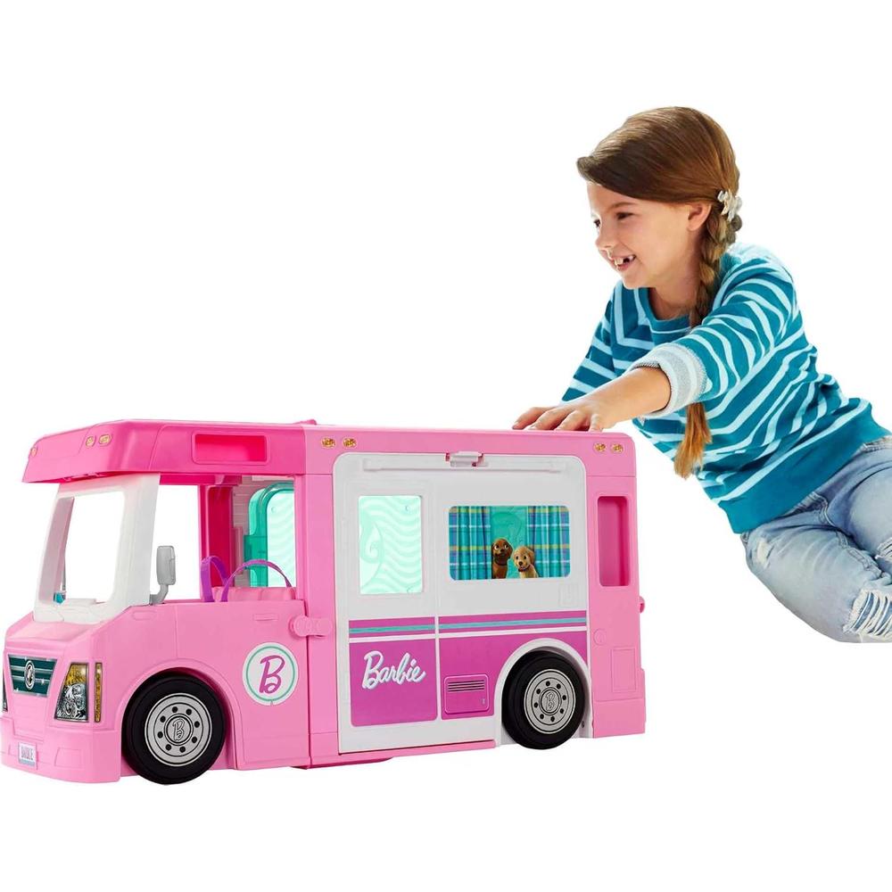 BARBIE CARAVANA TRANSFORMABLE 3 EN 1 CON ACCESORIOS