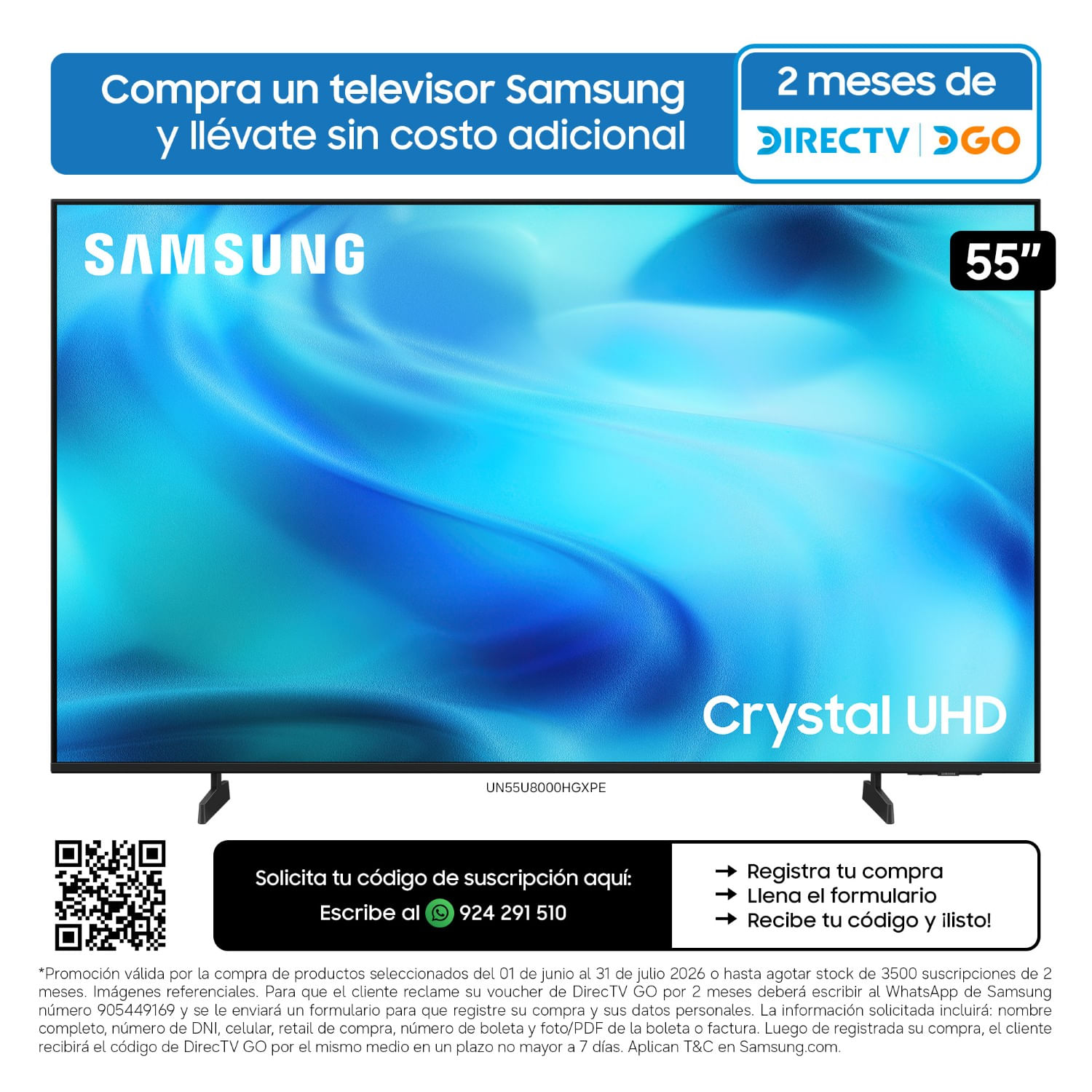 TV Samsung 55" UHD Ultra HD Smart UN55U8000HGXPE