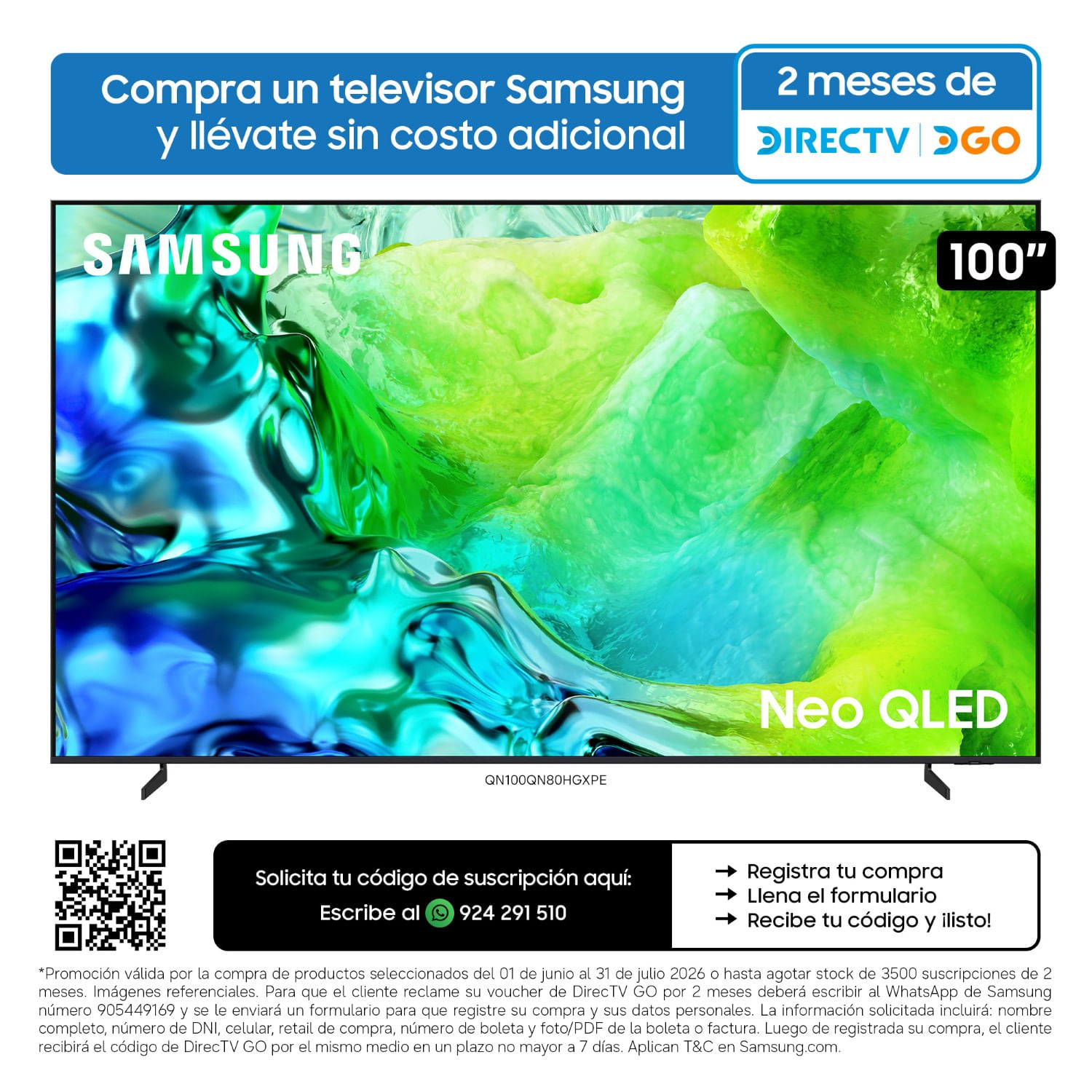 Televisor Samsung 100" QN100QN80HGXPE Neo QLED UHD 4K