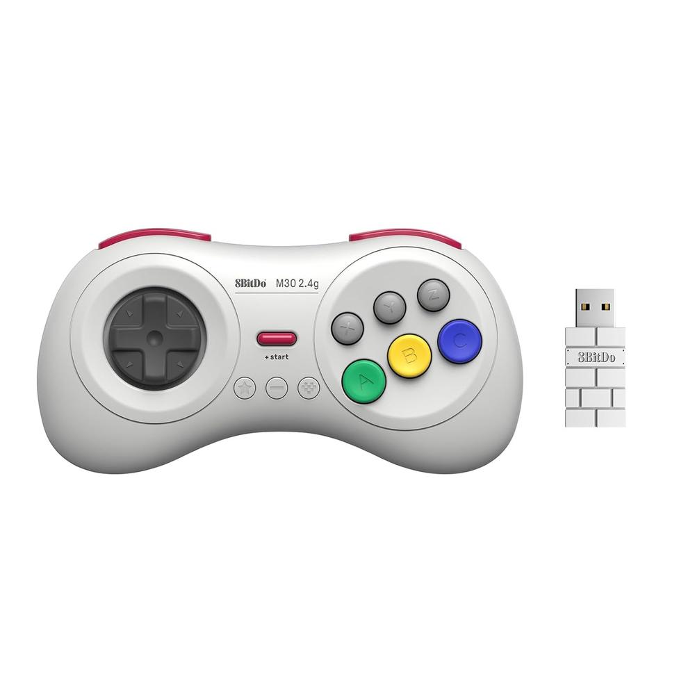 Mando Inalámbrico M30 2.4G para Sega Genesis Mini Mega Drive Mini y Switch 8BitDo - Blanco