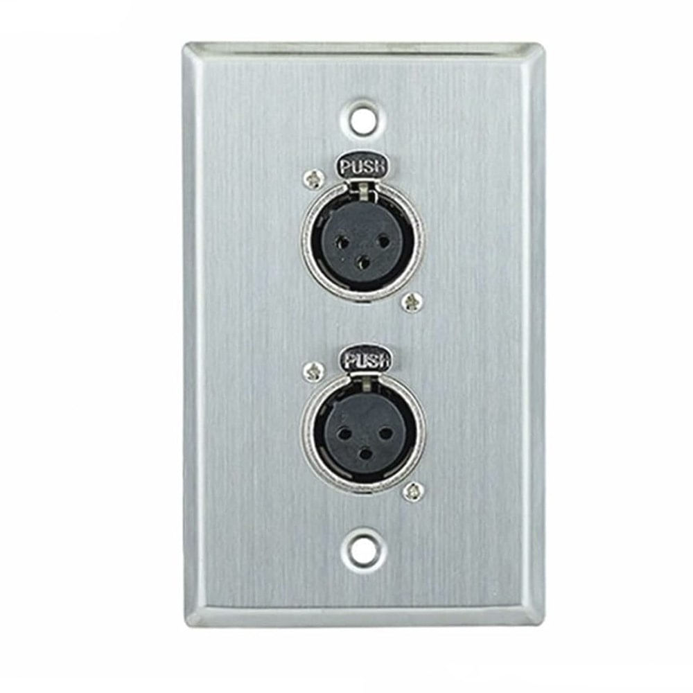 Placa de Pared Doble con 2 Conectores XLR Hembra de 3 Pines NETCOM Faceplate para Audio