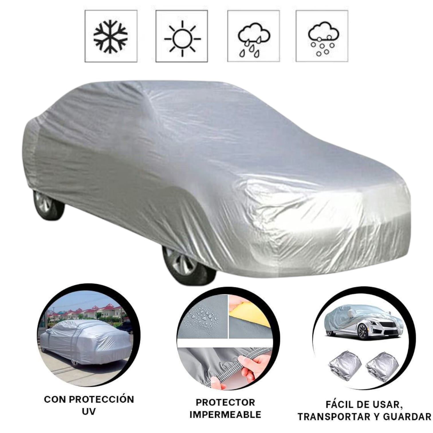 Forro Funda De Auto Impermeable Resistente Cobertor Automovil L
