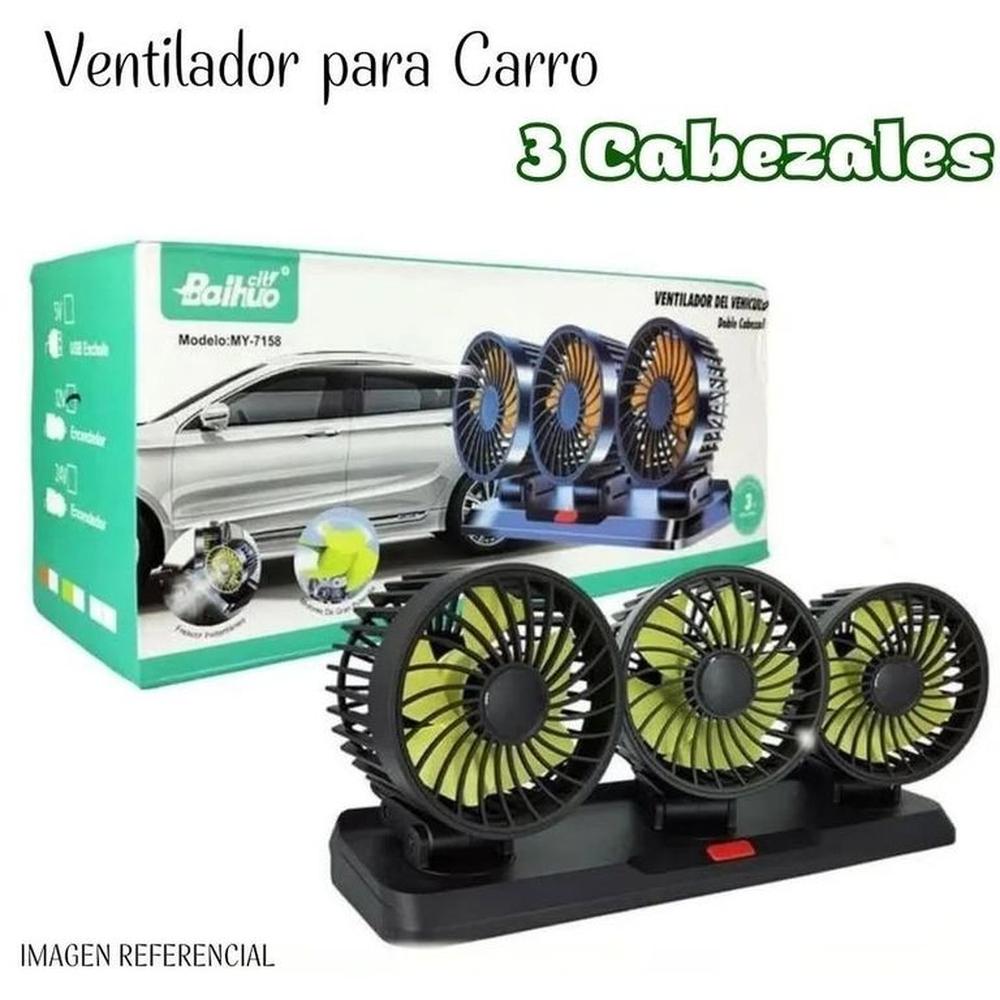 VENTILADOR TRIPLE DE AUTO GIRATORIO 360 MY7158 - VERDE