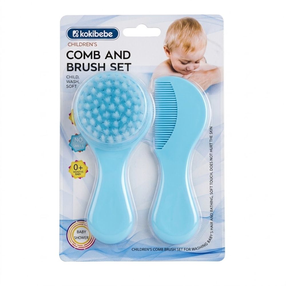 Set de Peine y Cepillo KokiBebe para el Cabello de Bebé Celeste Comb and Brush Set