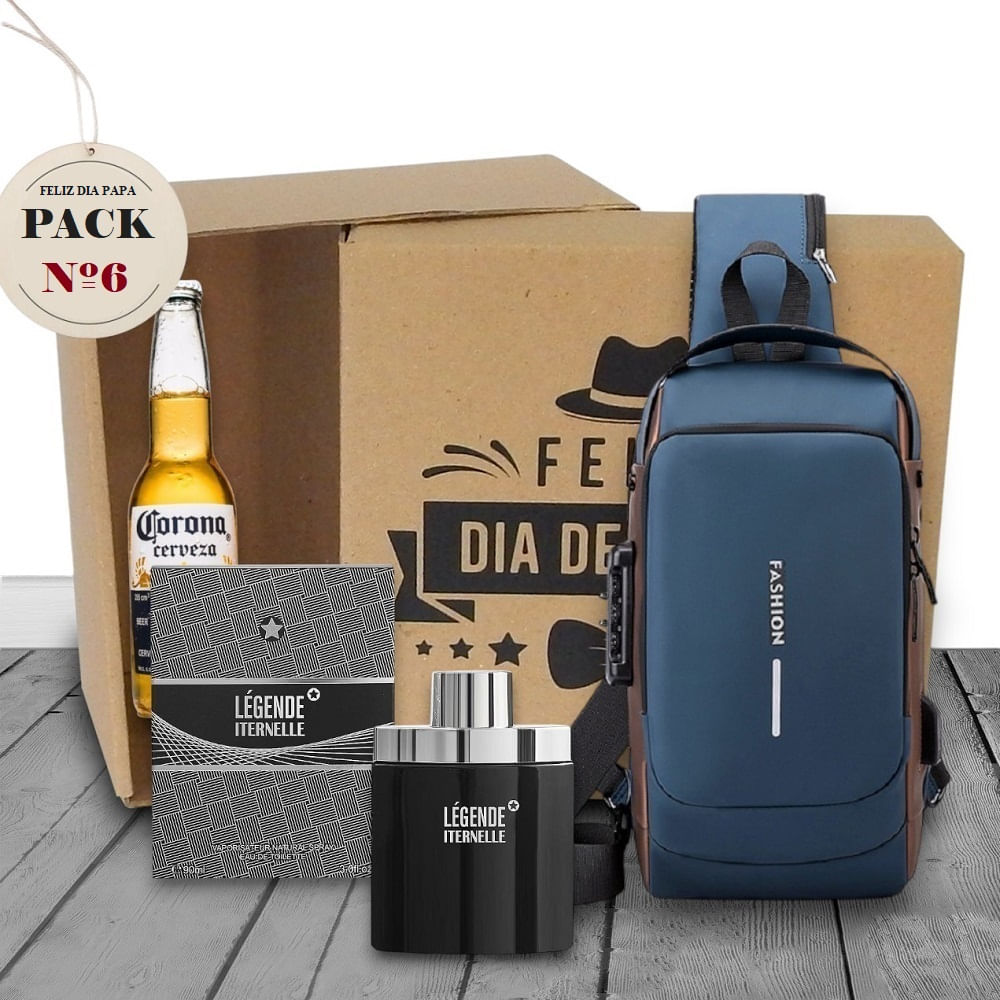 Pack 6  Morral Antirrobo y Billetera Set de Regalo para el Dia del Padre
