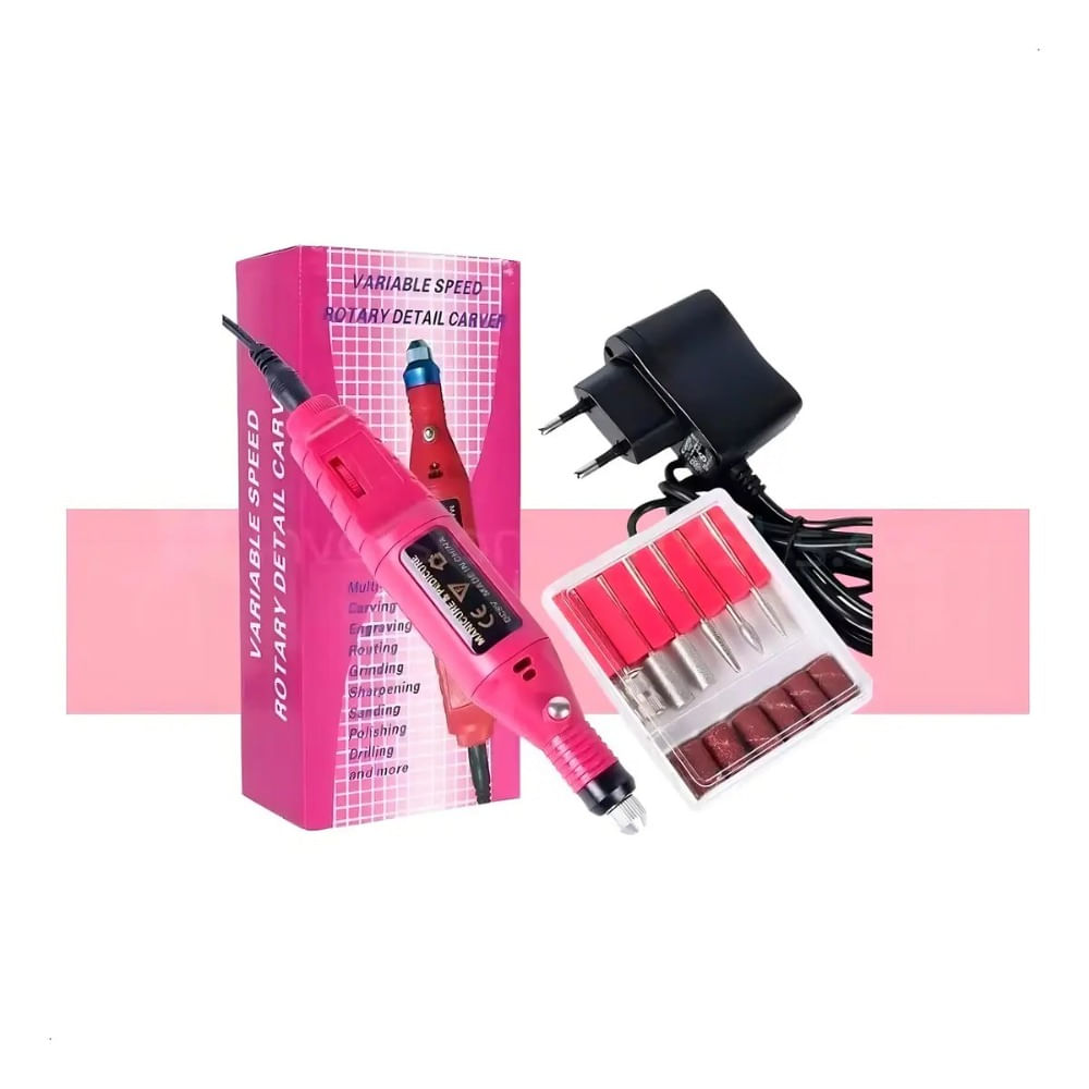 SET PULIDOR ELÉCTRICO PARA UÑAS ROSADO