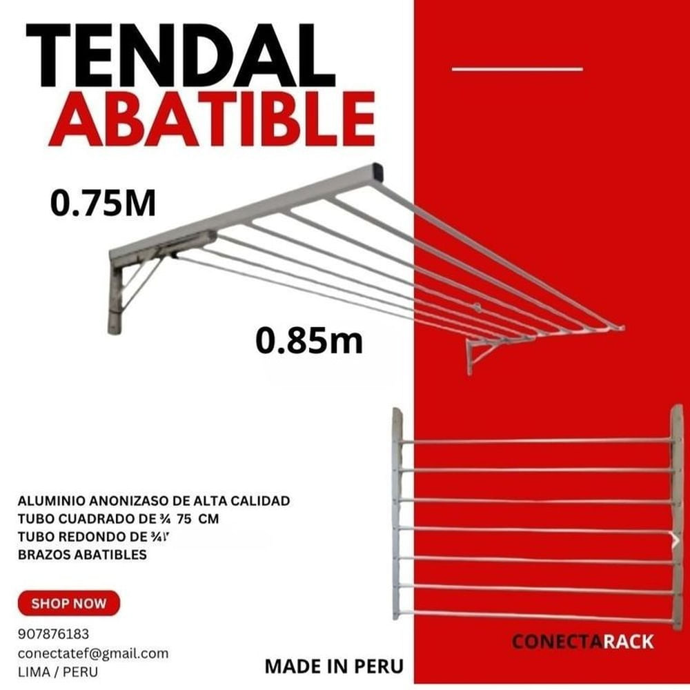 Tendedero Abatible de Aluminio de alta calidad. 0.75 X 0.85
