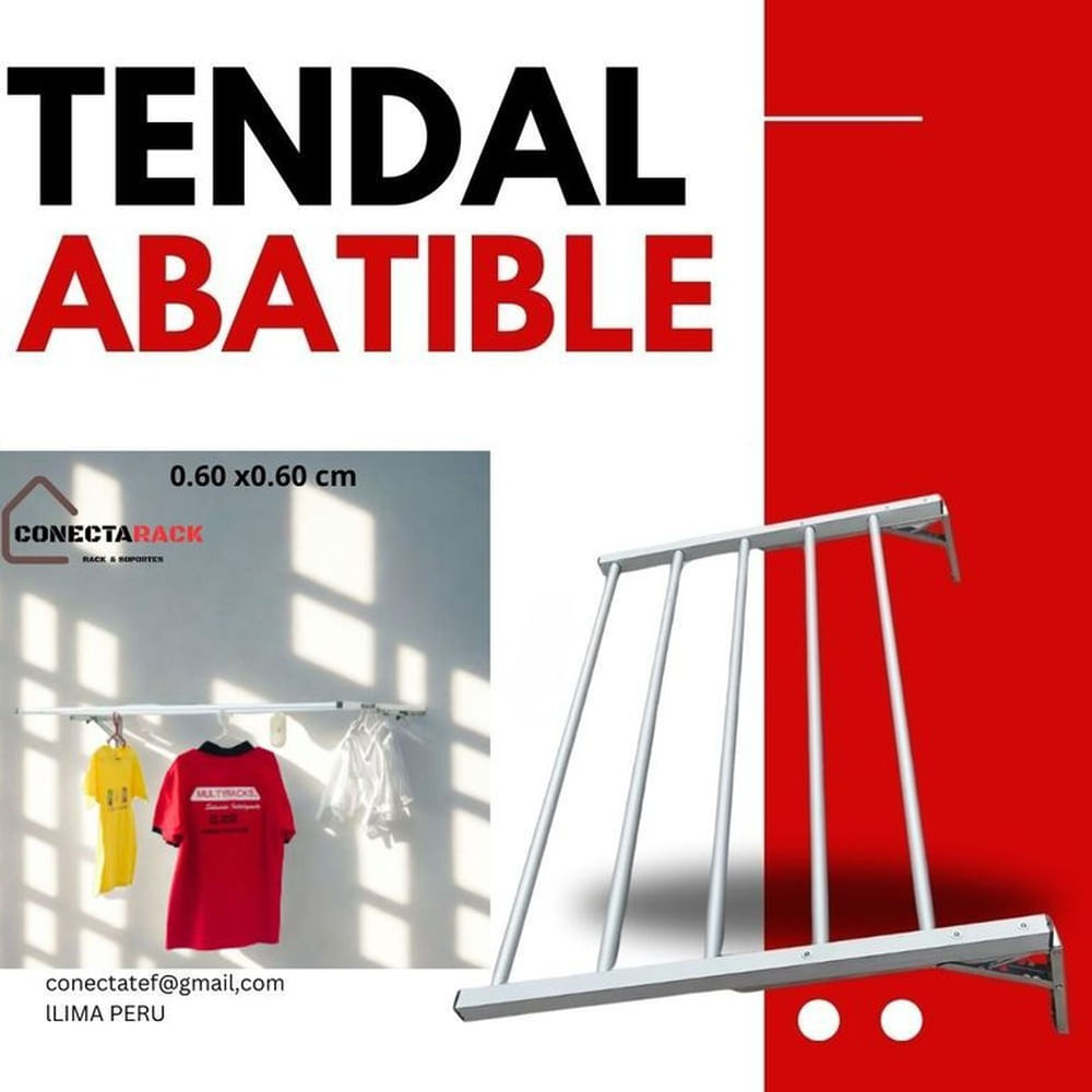 Tendedero Abatible de 60 cm x 60 xm  aluminio de alta calidad.