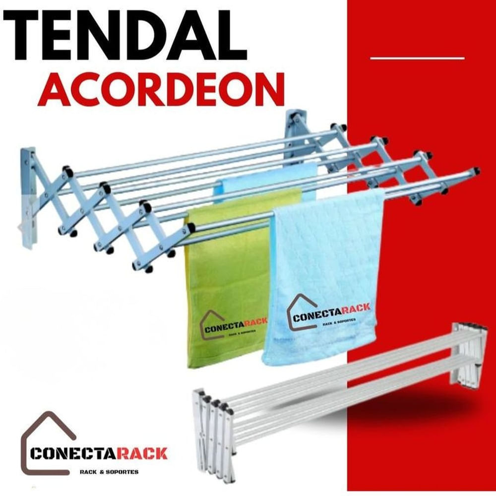 Tendedero De Ropa Acordeon de pared 100X61X22 cm Aluminio Tendedero De Ropa Acordeon de pared 100X61X22 cm Aluminio