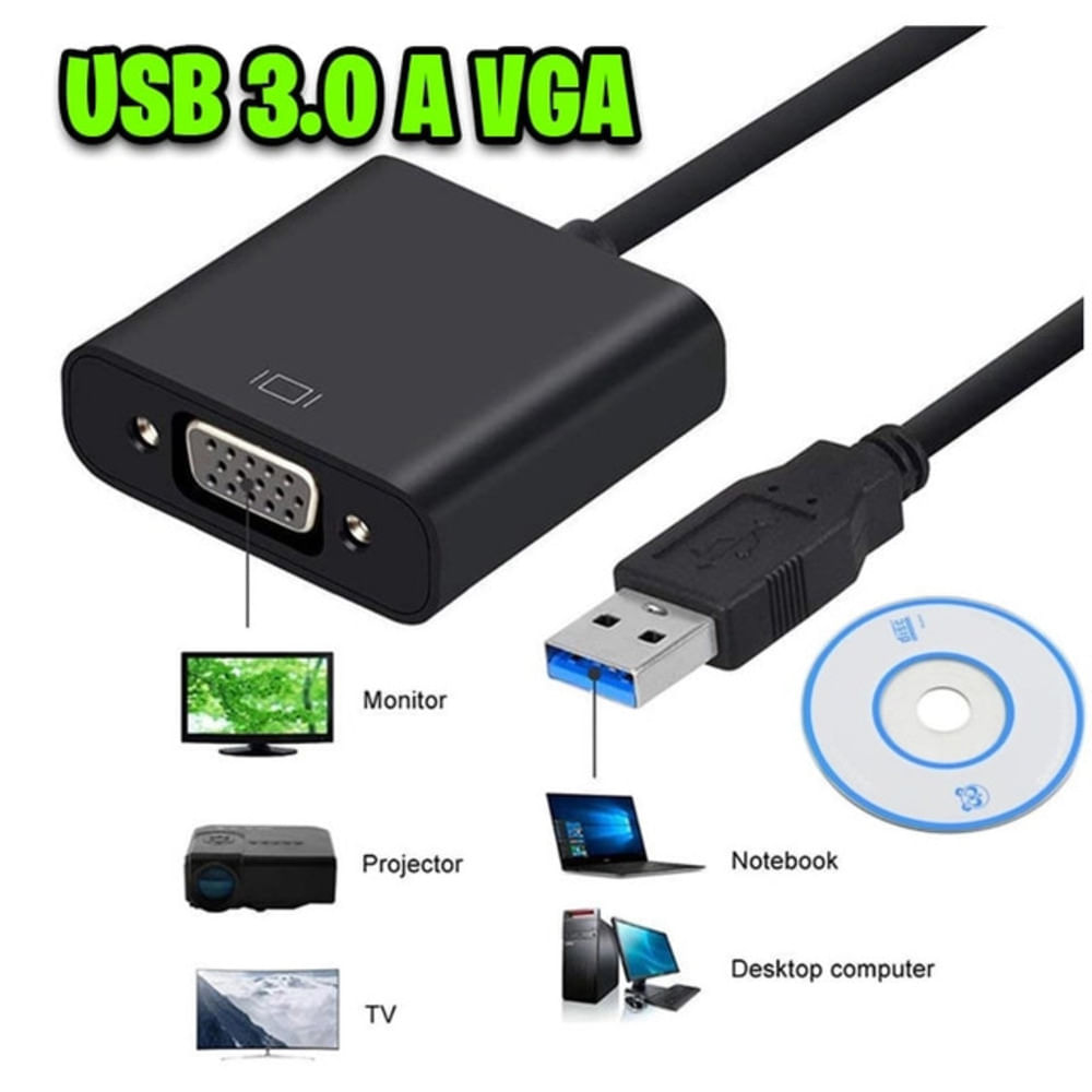 CONVERTIDOR ADAPTADOR USB 3.0 A VGA FULL HD