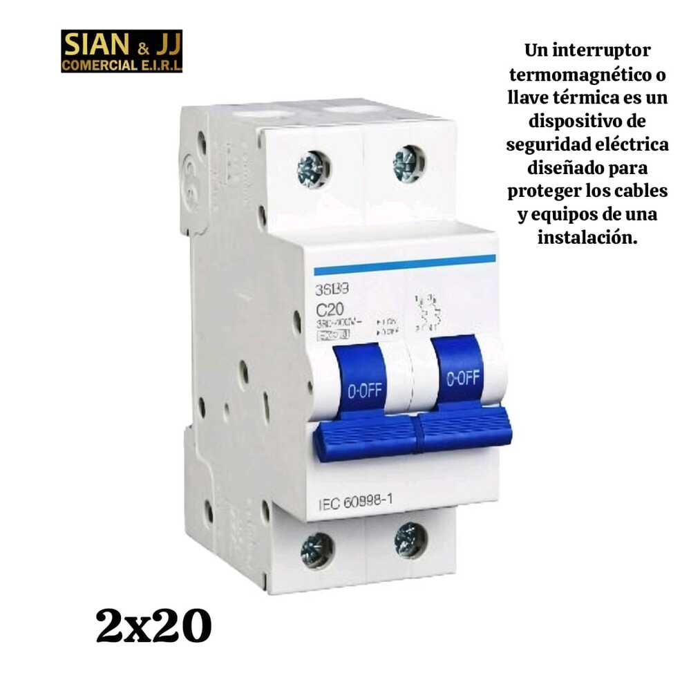 INTERRUPTOR TERMOMAGNETICO 2X20AMP 220V - 415V MARCA CELUX