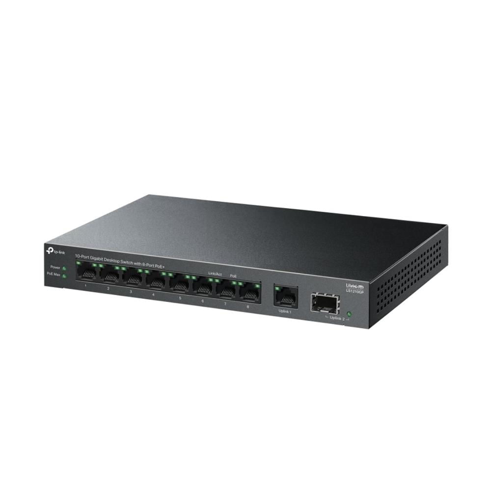 Switch TP-Link LS1210GP LiteWave de 10 Puertos Gigabit (8 Ptos. POE+)