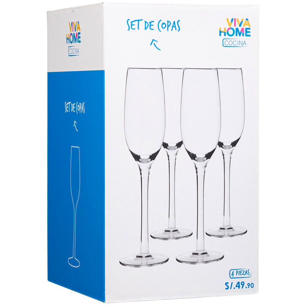 Set de Copas de Champagne VIVA HOME 4pzas