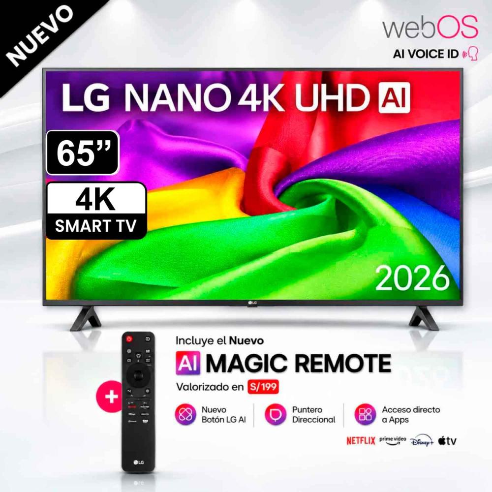 Televisor LG 65 Pulg Nano 4K UHD AI Smart TV 65NU800BPSB 2026