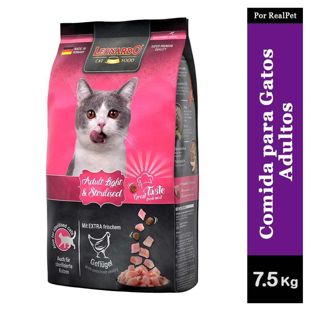 Comida para Gato Adulto Light y Esterilizado Leonardo 7.5 kg
