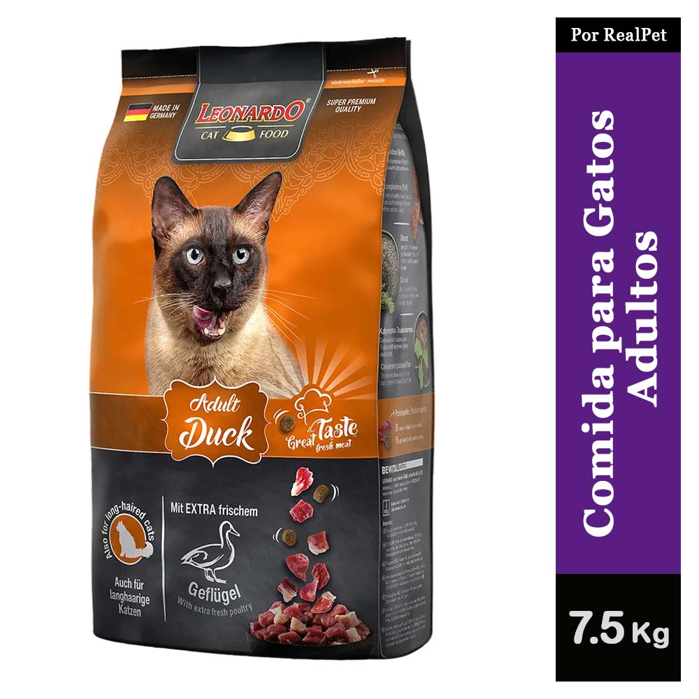 Comida para Gato Adulto Leonardo sabor Pato 7.5 kg
