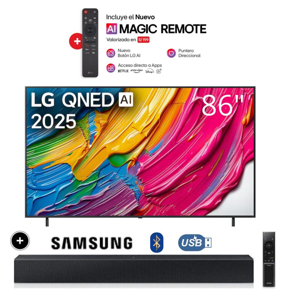 Televisor LG 86"" QNED Smart TV 4k ThinQ AI 86QNED80ASA  + Soundbar HW-B400F