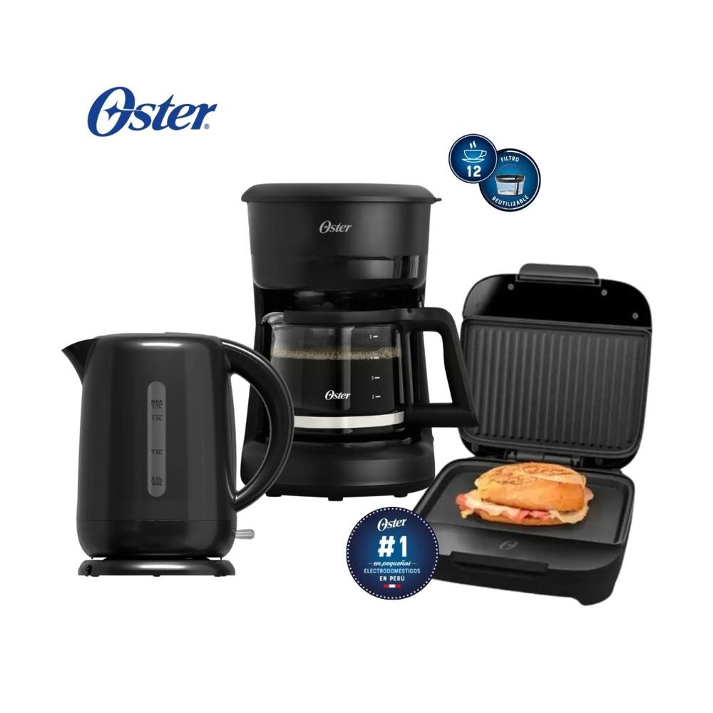 Combo OSTER Sandwichera - Hervidor 1.7 L - Cafetera 5 Tazas