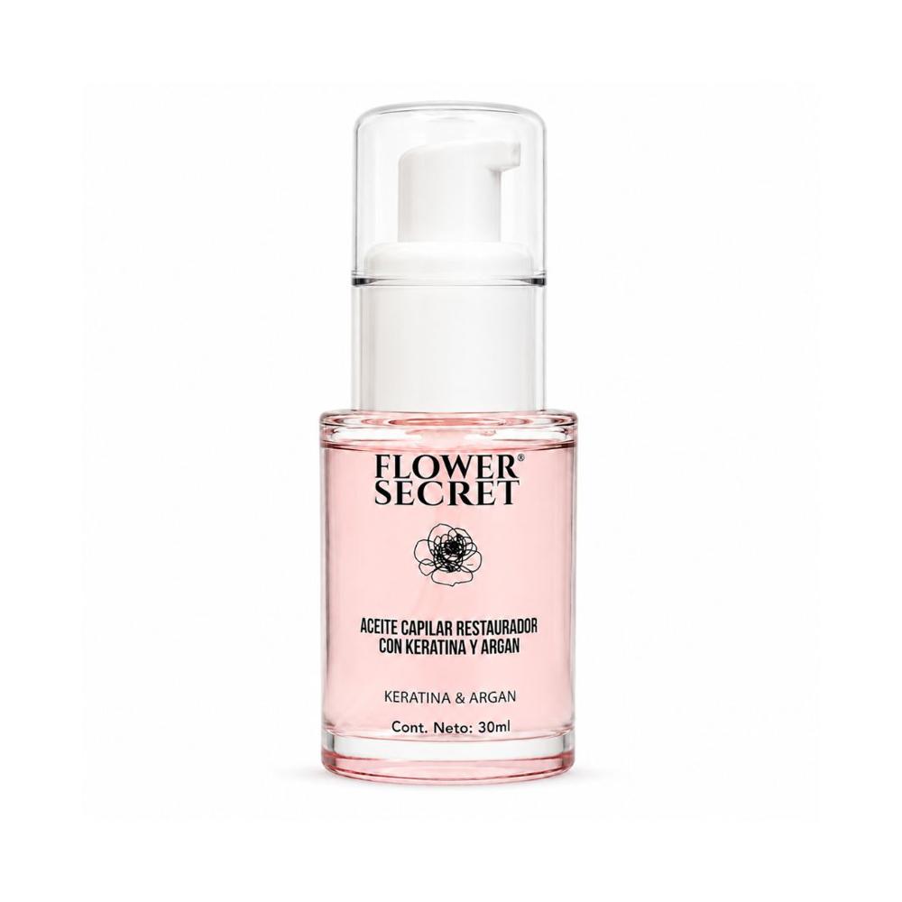 Aceite Capilar Anti-Frizz Flower Secret 30ml con Keratina y Argán Brillo y Reparación