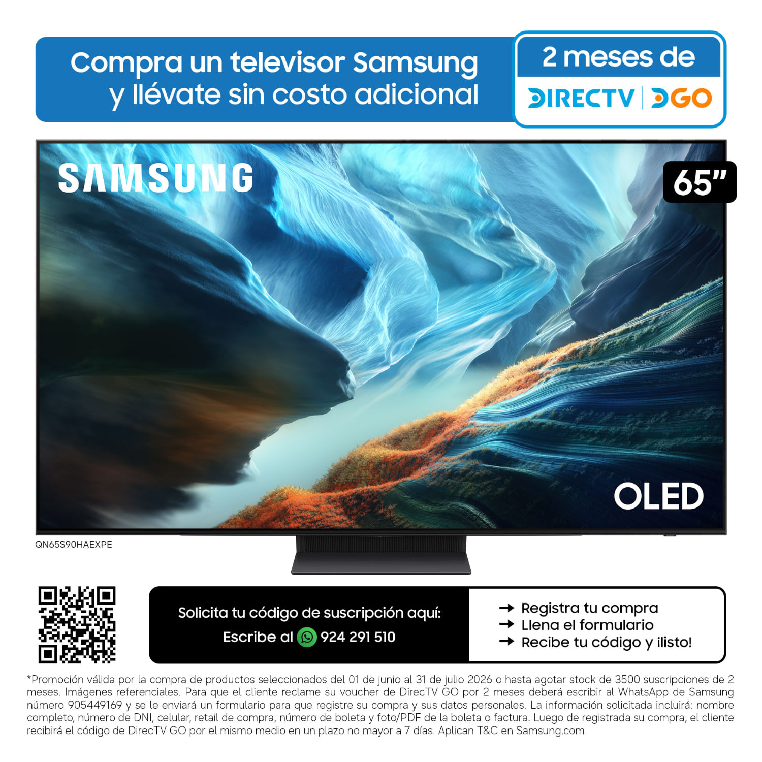 Televisor Samsung 65"" QN65S90HAEXPE OLED 4K Ultra HD